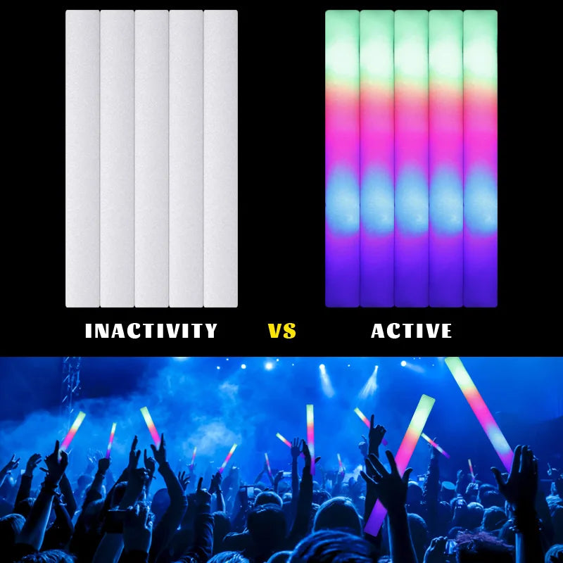 LED Glow Sticks - Bastoncini Luminosi RGB Colorati in Schiuma